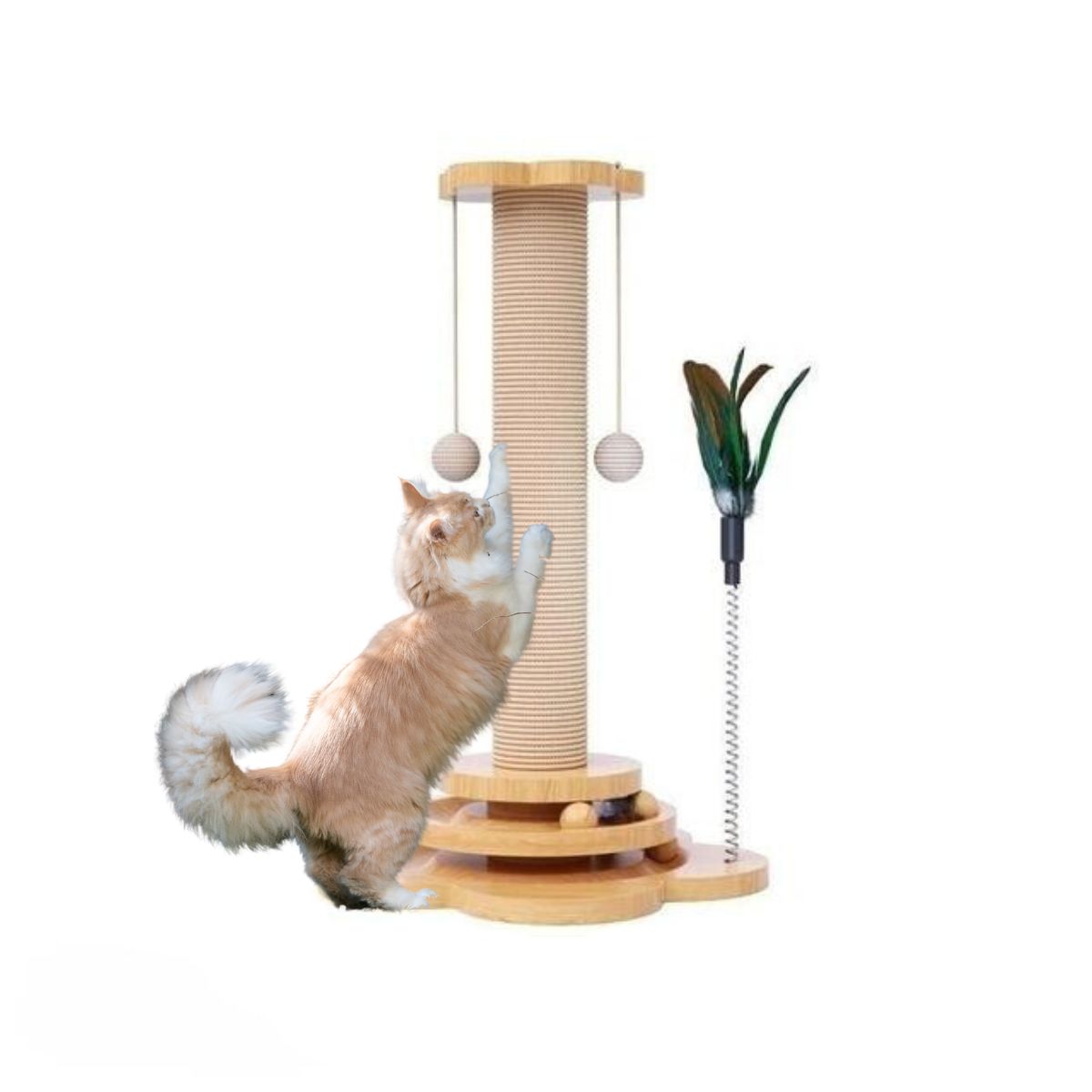 Cat Scratching Post with Built-in Cat Toys-mercfair